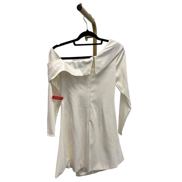 MAC DUGGAL Drop Shoulder Faux Tuxedo Mini Dress White Womens Size 0 - Picture 6 of 9